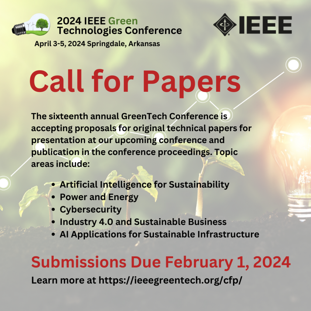 Green Technologies Conference Call for Papers